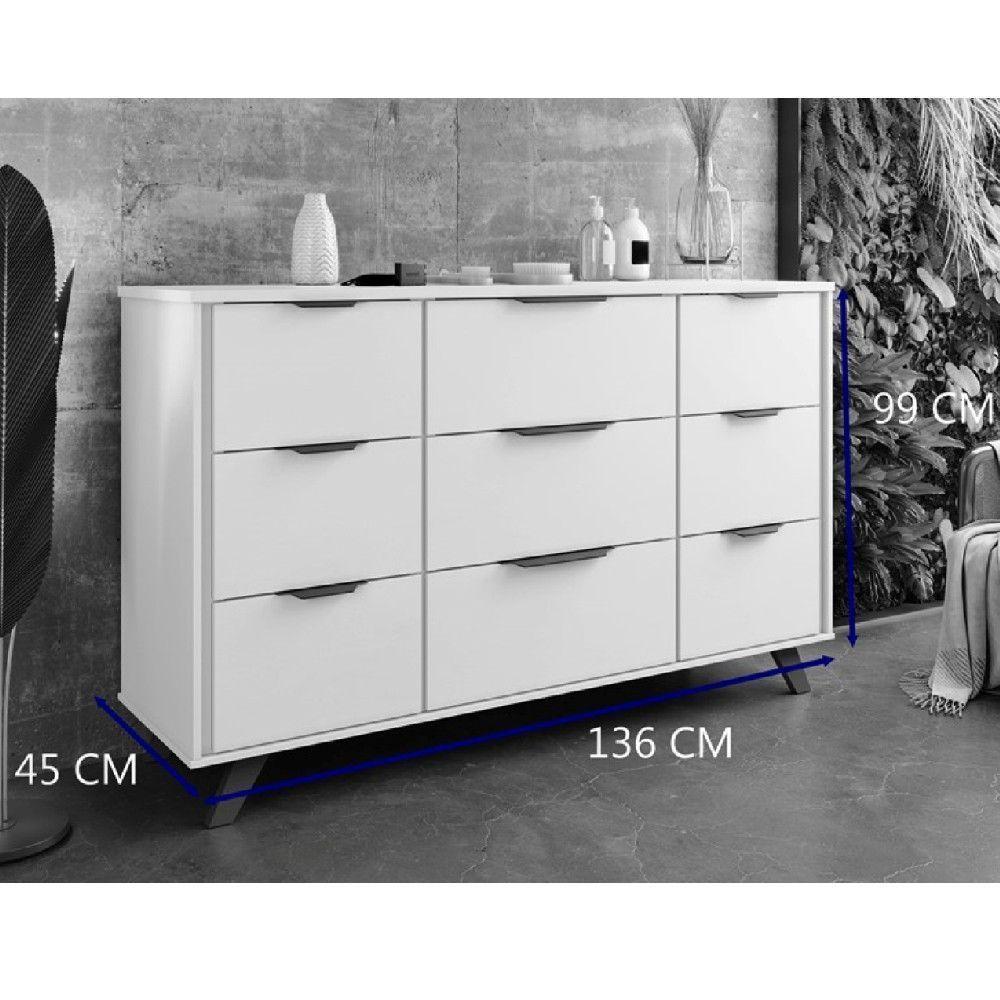 Comoda Buffet Olimpia 9 Gavetas 100% Mdf Móveis Europa Off White - 3