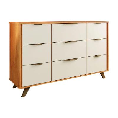 Comoda Buffet Olimpia 9 Gavetas 100% Mdf Móveis Europa Peroba/off White