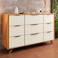 Comoda Buffet Olimpia 9 Gavetas 100% Mdf Móveis Europa Peroba/off White - 2