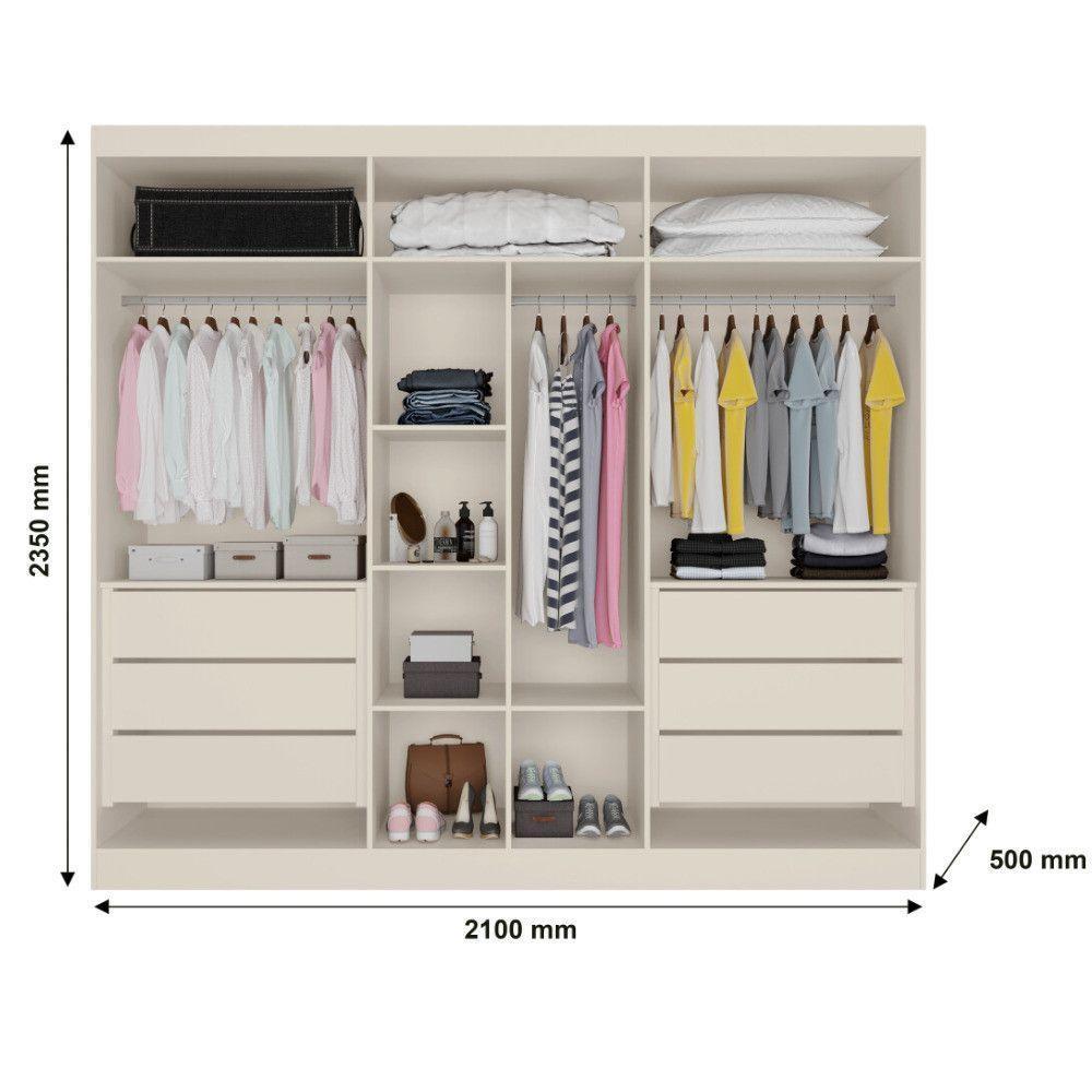 Guarda Roupa Oslo 6 Portas 6 Gavetas 100% Mdf Mademarcs Off White - 3