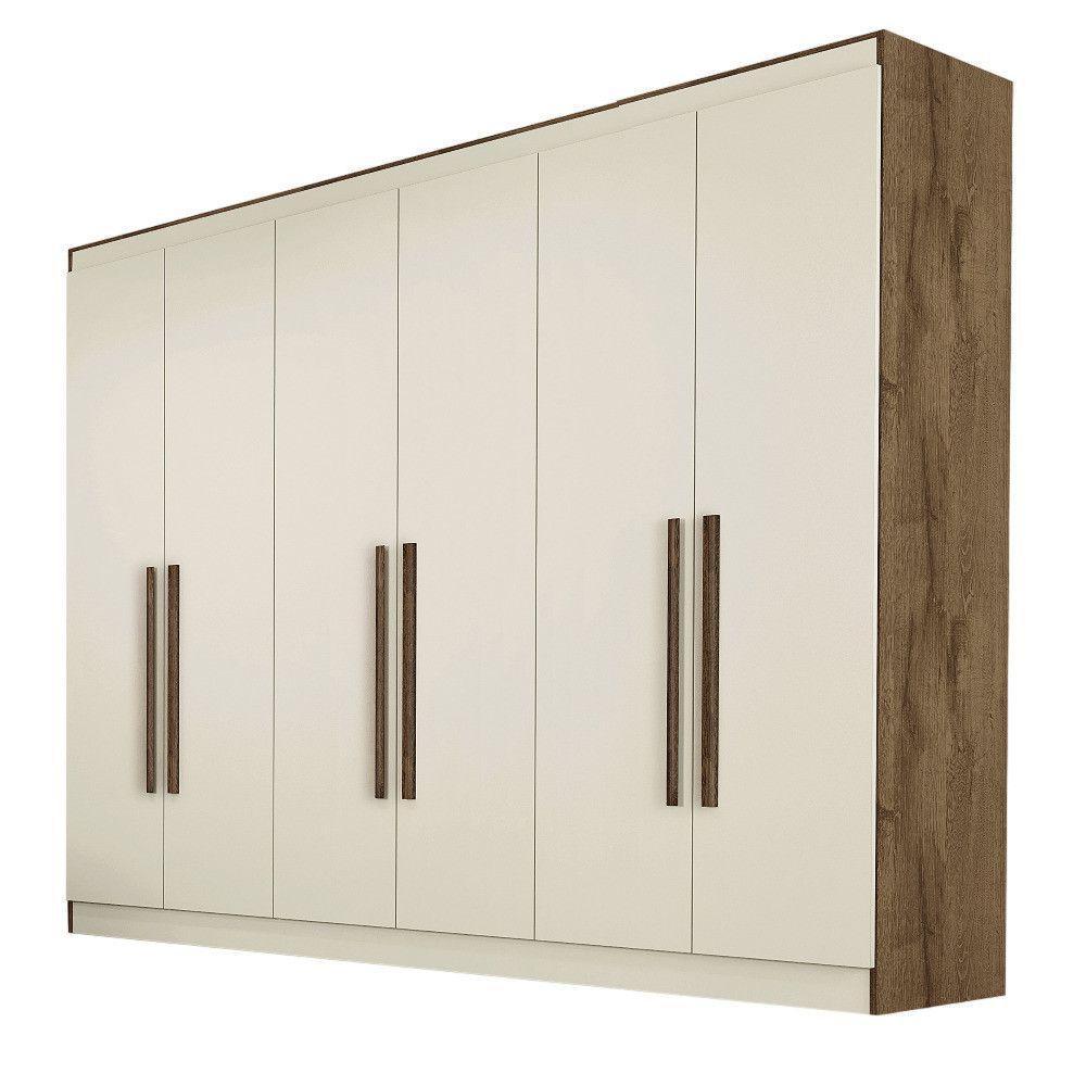 Guarda Roupa Oslo 6 Portas 6 Gavetas 100% Mdf Mademarcs Brauna-off White - 1