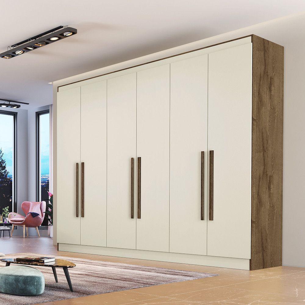 Guarda Roupa Oslo 6 Portas 6 Gavetas 100% Mdf Mademarcs Brauna-off White - 3