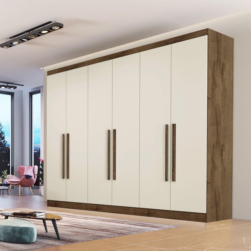 Guarda Roupa Oslo 6 Portas 6 Gavetas 100% Mdf Mademarcs Brauna-off White - 4
