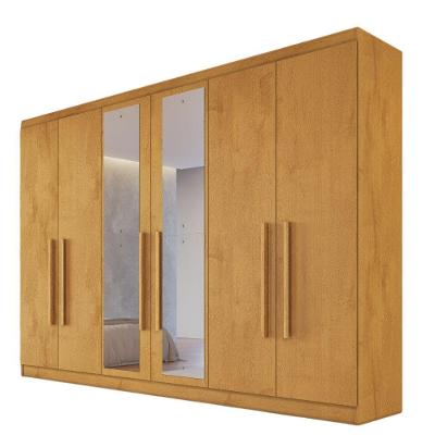 Guarda Roupa Oslo 6 Portas 6 Gavetas 100% Mdf Espelhado Peroba