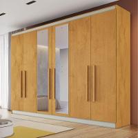 Guarda Roupa Oslo 6 Portas 6 Gavetas 100% Mdf Espelhado Peroba