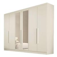 Guarda Roupa Oslo 6 Portas 6 Gavetas 100% Mdf Espelhado Off White - 1