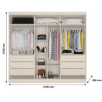 Guarda Roupa Oslo 6 Portas 6 Gavetas 100% Mdf Espelhado Off White - 3
