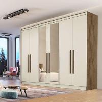 Guarda Roupa Oslo 6 Portas 6 Gavetas 100% Mdf Espelhado Brauna-off White - 3