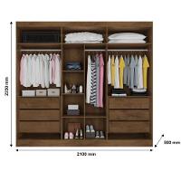 Guarda Roupa Oslo 6 Portas 6 Gavetas 100% Mdf Espelhado Brauna-off White - 5