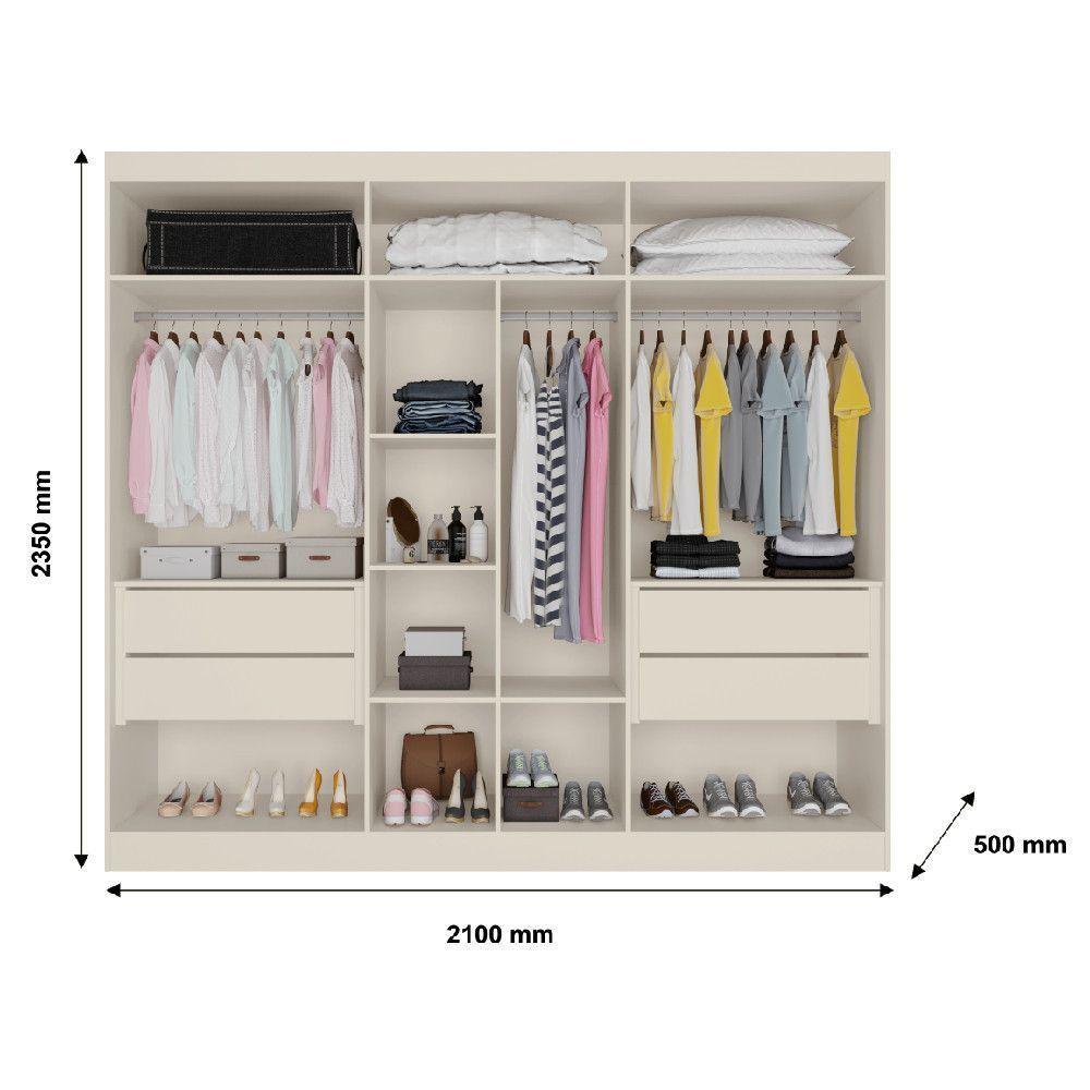 Guarda Roupa Oslo 6 Portas 4 Gavetas 100% Mdf Mademarcs Off White-peroba - 3