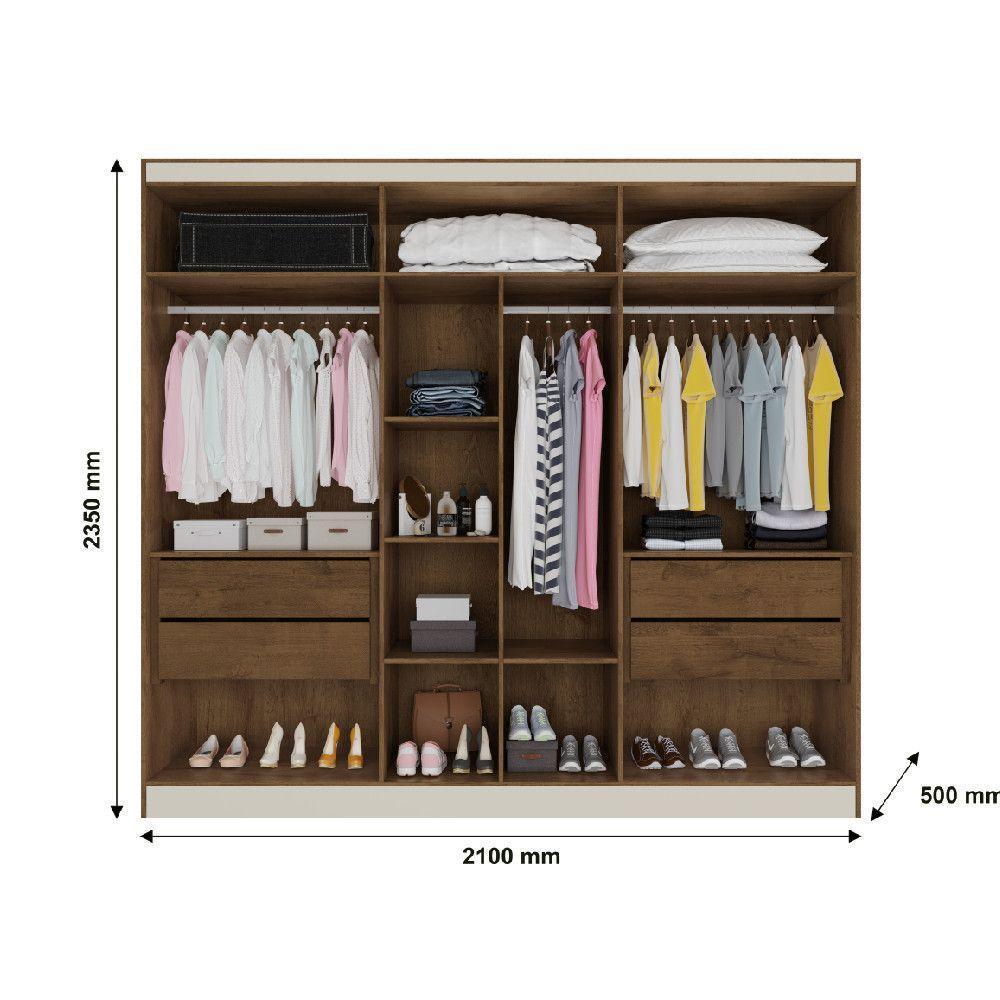 Guarda Roupa Oslo 6 Portas 4 Gavetas 100% Mdf Mademarcs Brauna - 3