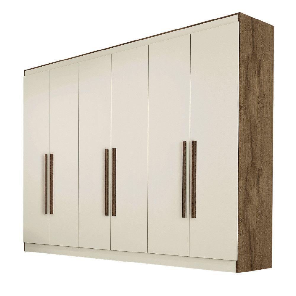 Guarda Roupa Oslo 6 Portas 4 Gavetas 100% Mdf Mademarcs Brauna-off White - 1