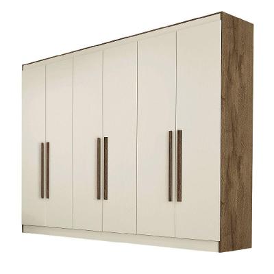 Guarda Roupa Oslo 6 Portas 4 Gavetas 100% Mdf Mademarcs Brauna-off White