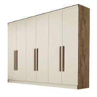 Guarda Roupa Oslo 6 Portas 4 Gavetas 100% Mdf Mademarcs Brauna-off White - 1