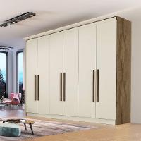 Guarda Roupa Oslo 6 Portas 4 Gavetas 100% Mdf Mademarcs Brauna-off White - 2