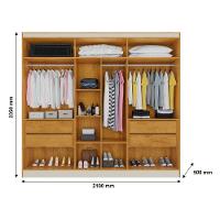 Guarda Roupa Oslo 6 Portas 4 Gavetas 100% Mdf Espelhado Peroba-off White - 5