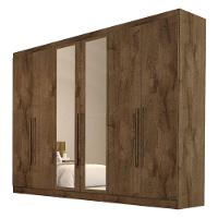 Guarda Roupa Oslo 6 Portas 4 Gavetas 100% Mdf Espelhado Brauna - 1