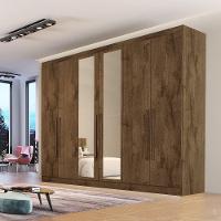 Guarda Roupa Oslo 6 Portas 4 Gavetas 100% Mdf Espelhado Brauna - 3