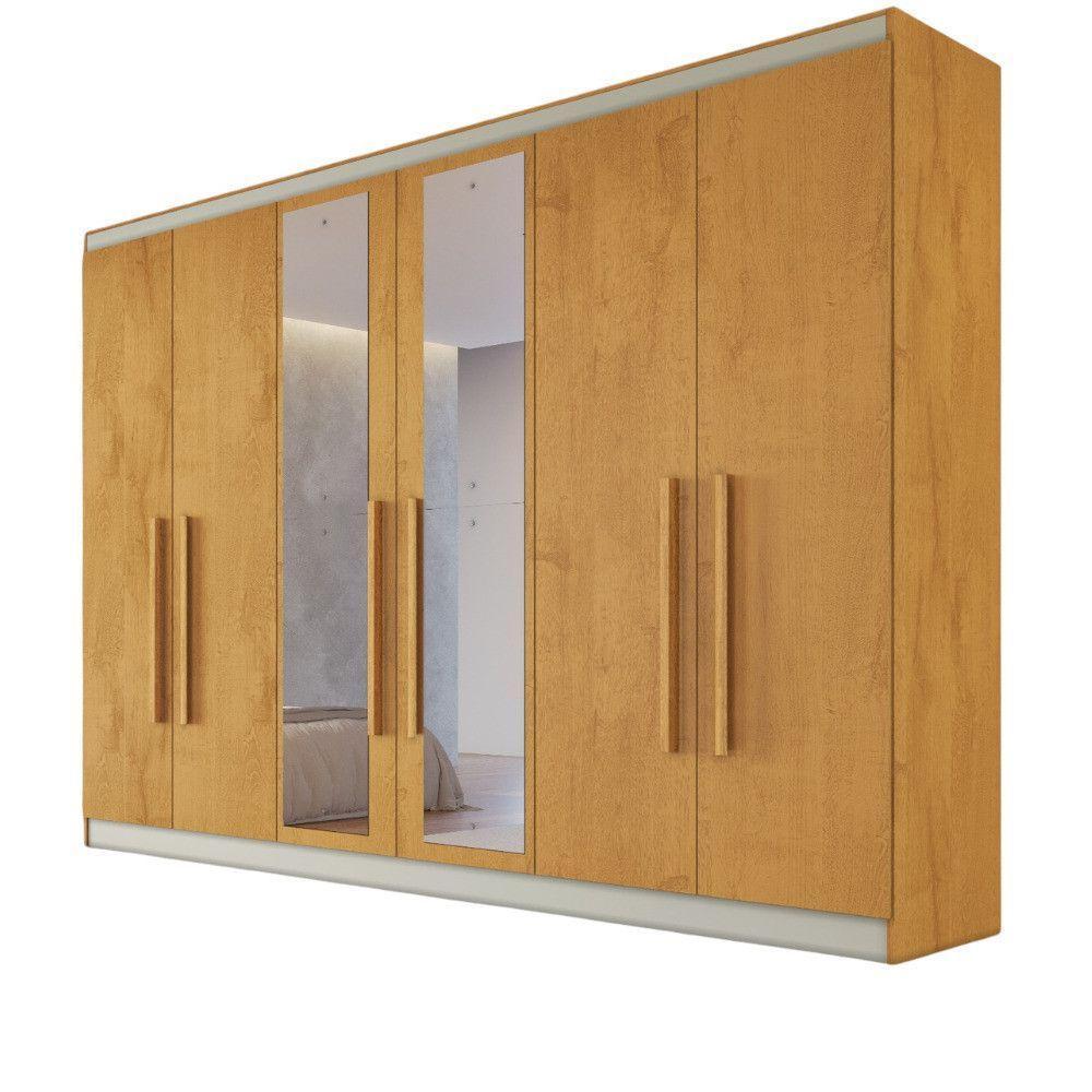 Guarda Roupa Oslo 6 Portas 4 Gavetas 100% Mdf Espelhado Peroba - 2