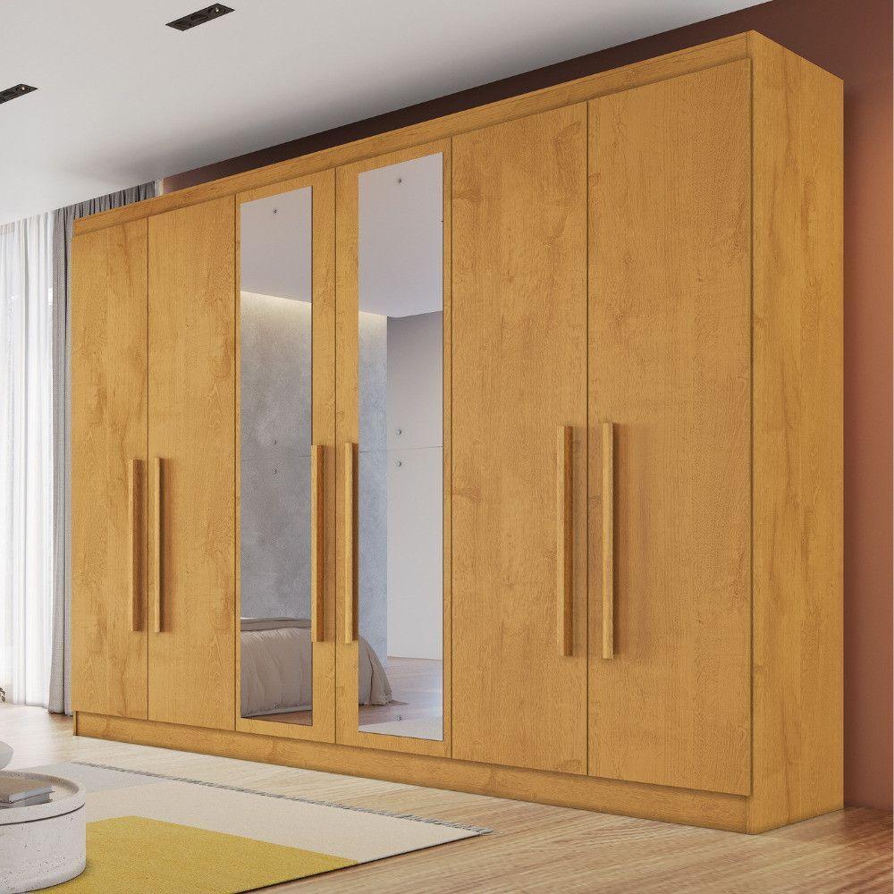 Guarda Roupa Oslo 6 Portas 4 Gavetas 100% Mdf Espelhado Peroba - 3