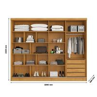 Guarda Roupa Monterey Com Portas De Correr 1 Espelho Peroba-off White-peroba - 5