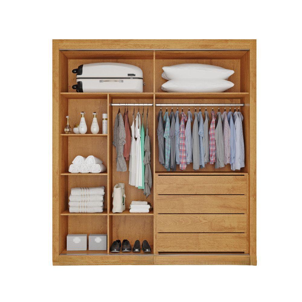 Guarda Roupa Lugano 1 Porta Ripada E 1 Porta Espelhada Peroba - 3