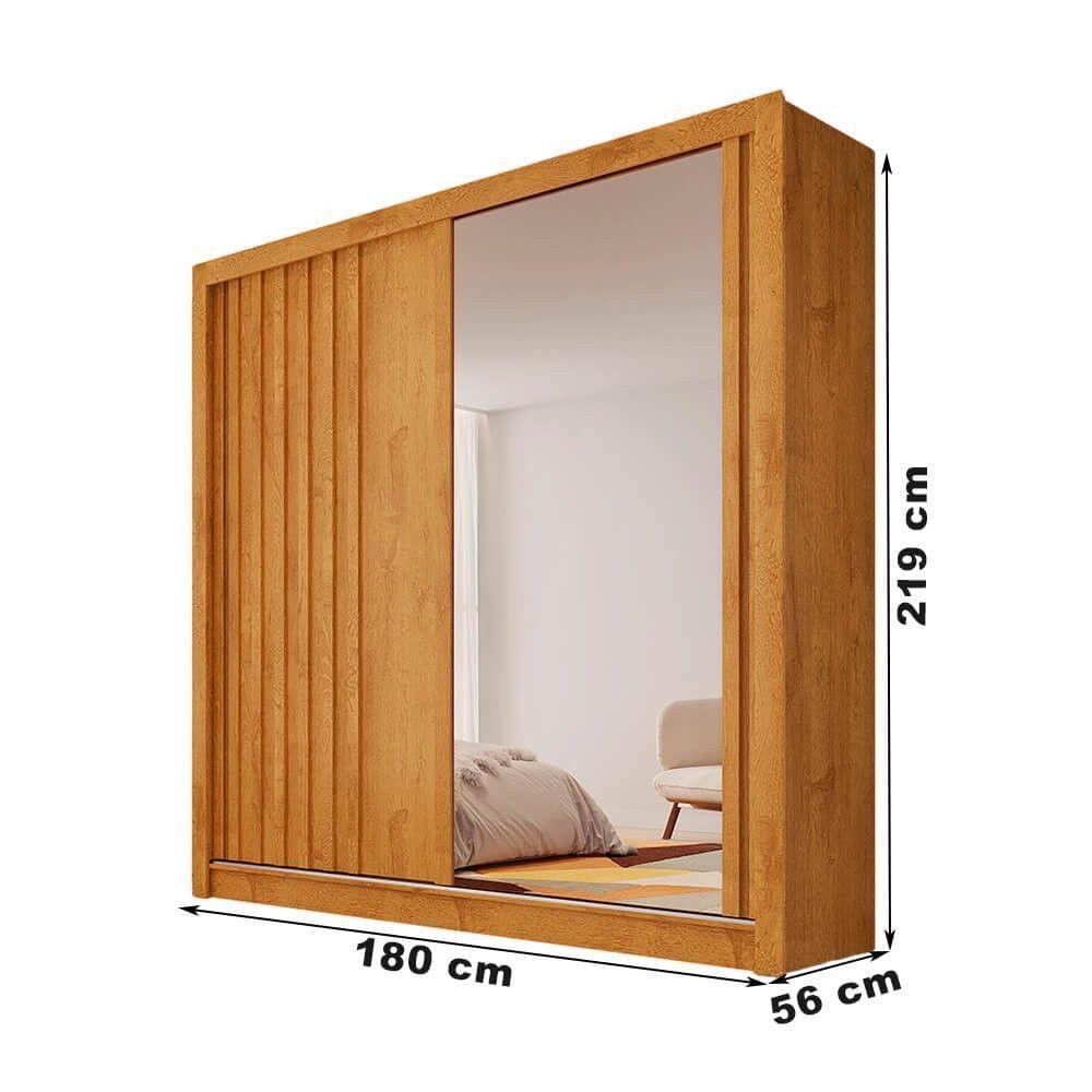Guarda Roupa Lugano 1 Porta Ripada E 1 Porta Espelhada Peroba - 4
