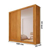 Guarda Roupa Lugano 1 Porta Ripada E 1 Porta Espelhada Peroba
