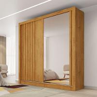 Guarda Roupa Lugano 1 Porta Ripada E 1 Porta Espelhada Peroba - 7