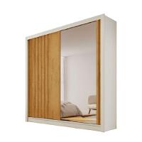 Guarda Roupa Lugano 1 Porta Ripada E 1 Porta Espelhada Off White-peroba - 1