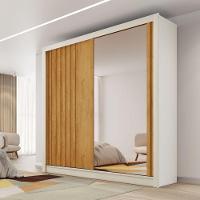 Guarda Roupa Lugano 1 Porta Ripada E 1 Porta Espelhada Off White-peroba - 2