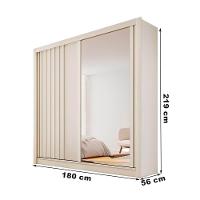 Guarda Roupa Lugano 1 Porta Ripada E 1 Porta Espelhada Off White - 7