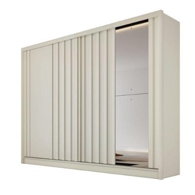 Guarda Roupa Galati Ripado Com 1 Espelho 100% Mdf Mademarcs Off White