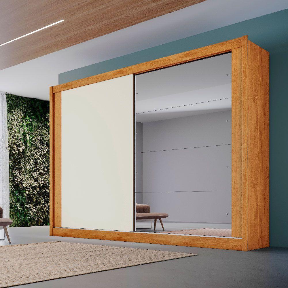 Guarda Roupa Creta 2 Portas 1 Espelhada 100% Mdf 4 Gavetas Peroba/off White/peroba - 4
