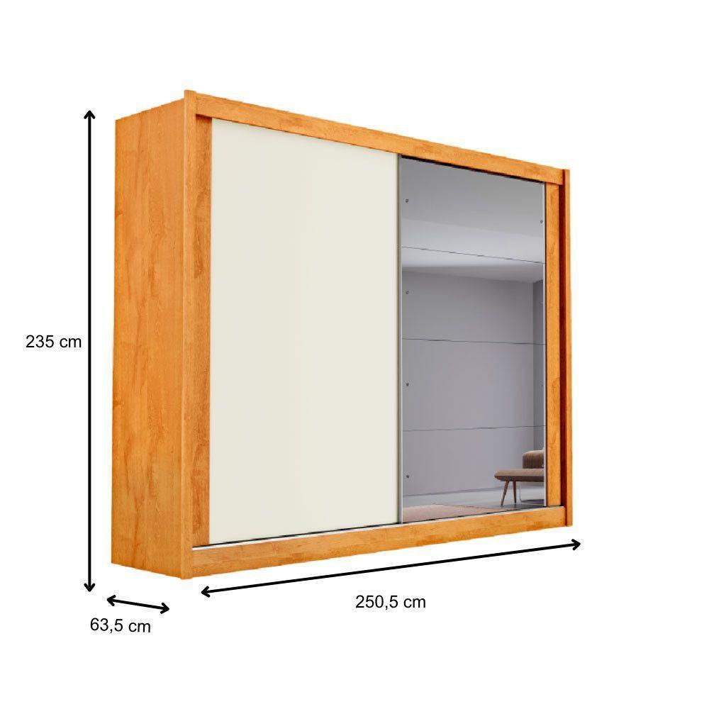Guarda Roupa Creta 2 Portas 1 Espelhada 100% Mdf 4 Gavetas Peroba/off White/peroba - 6