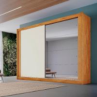 Guarda Roupa Creta 2 Portas 1 Espelhada 100% Mdf 4 Gavetas Peroba/off White/peroba