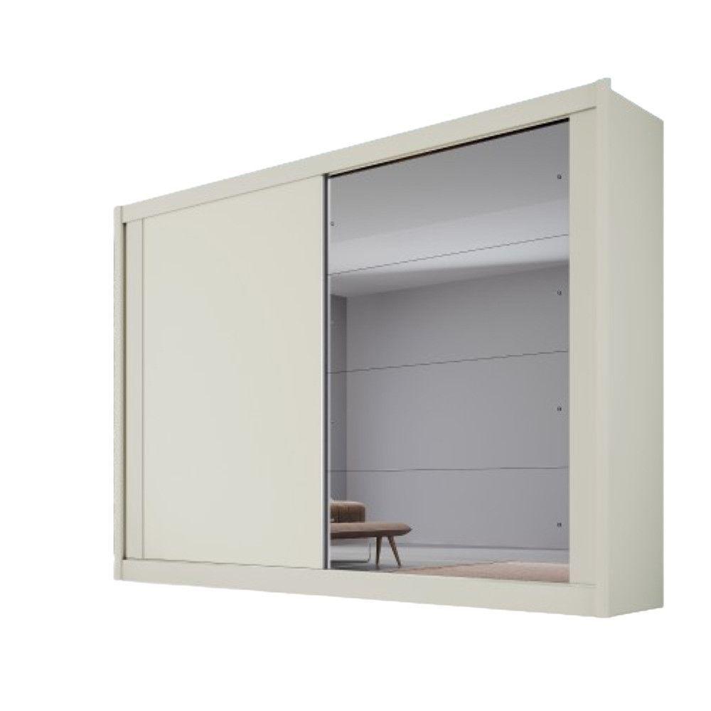 Guarda Roupa Creta 2 Portas 1 Espelhada 100% Mdf 4 Gavetas Off White/amêndoa/off White - 1
