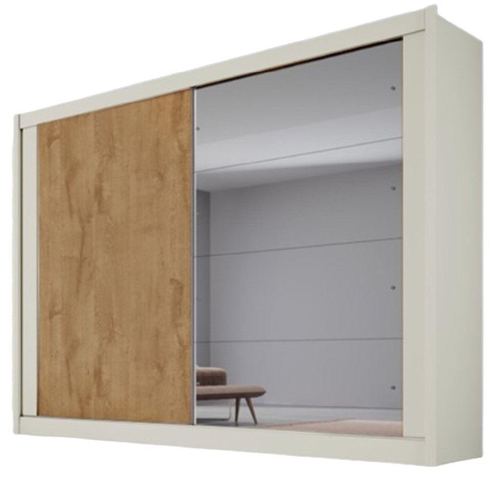 Guarda Roupa Creta 2 Portas 1 Espelhada 100% Mdf 4 Gavetas Off White/amêndoa/off White - 2