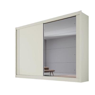 Guarda Roupa Creta 2 Portas 1 Espelhada 100% Mdf 4 Gavetas Off White/amêndoa/off White