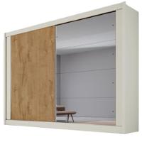 Guarda Roupa Creta 2 Portas 1 Espelhada 100% Mdf 4 Gavetas Off White/amêndoa/off White - 2