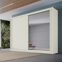 Guarda Roupa Creta 2 Portas 1 Espelhada 100% Mdf 4 Gavetas Off White/amêndoa/off White - 3