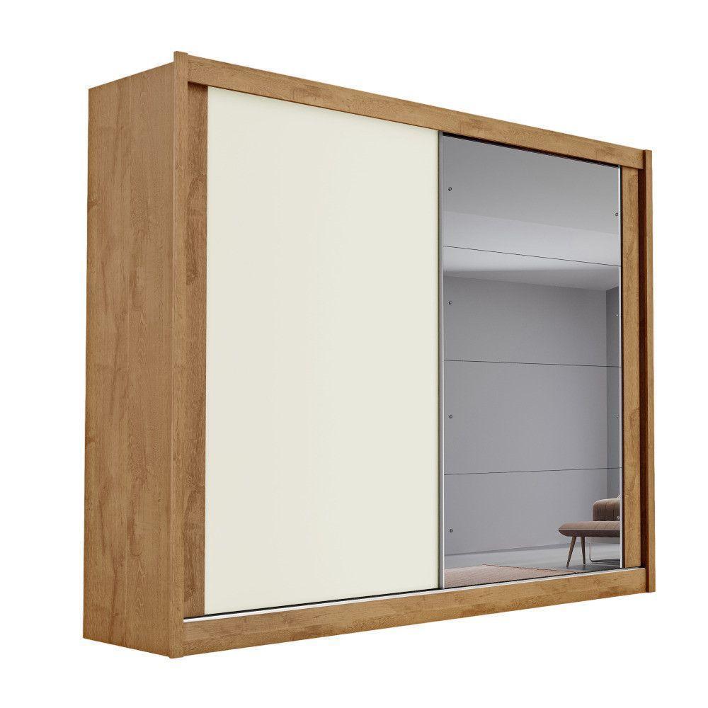 Guarda Roupa Creta 2 Portas 1 Espelhada 100% Mdf 4 Gavetas Amêndoa/off White/amêndoa - 1