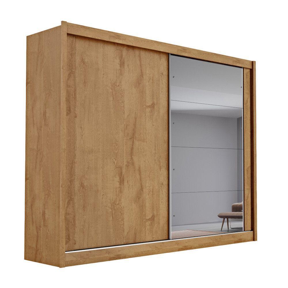 Guarda Roupa Creta 2 Portas 1 Espelhada 100% Mdf 4 Gavetas Amêndoa/off White/amêndoa - 2