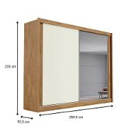 Guarda Roupa Creta 2 Portas 1 Espelhada 100% Mdf 4 Gavetas Amêndoa/off White/amêndoa - 5