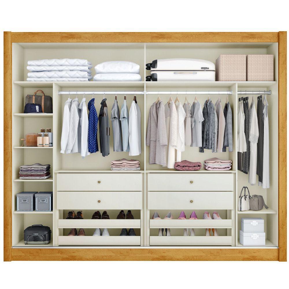 Guarda Roupa Creta 100% Mdf Com 2 Portas Móveis Europa Peroba/off White/peroba - 6