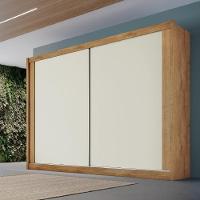 Guarda Roupa Creta 100% Mdf Com 2 Portas Móveis Europa Amêndoa/off White/amêndoa