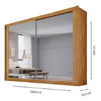 Guarda Roupa Creta 100% Mdf Com 2 Portas Espelhadas Peroba/off White/peroba - 3