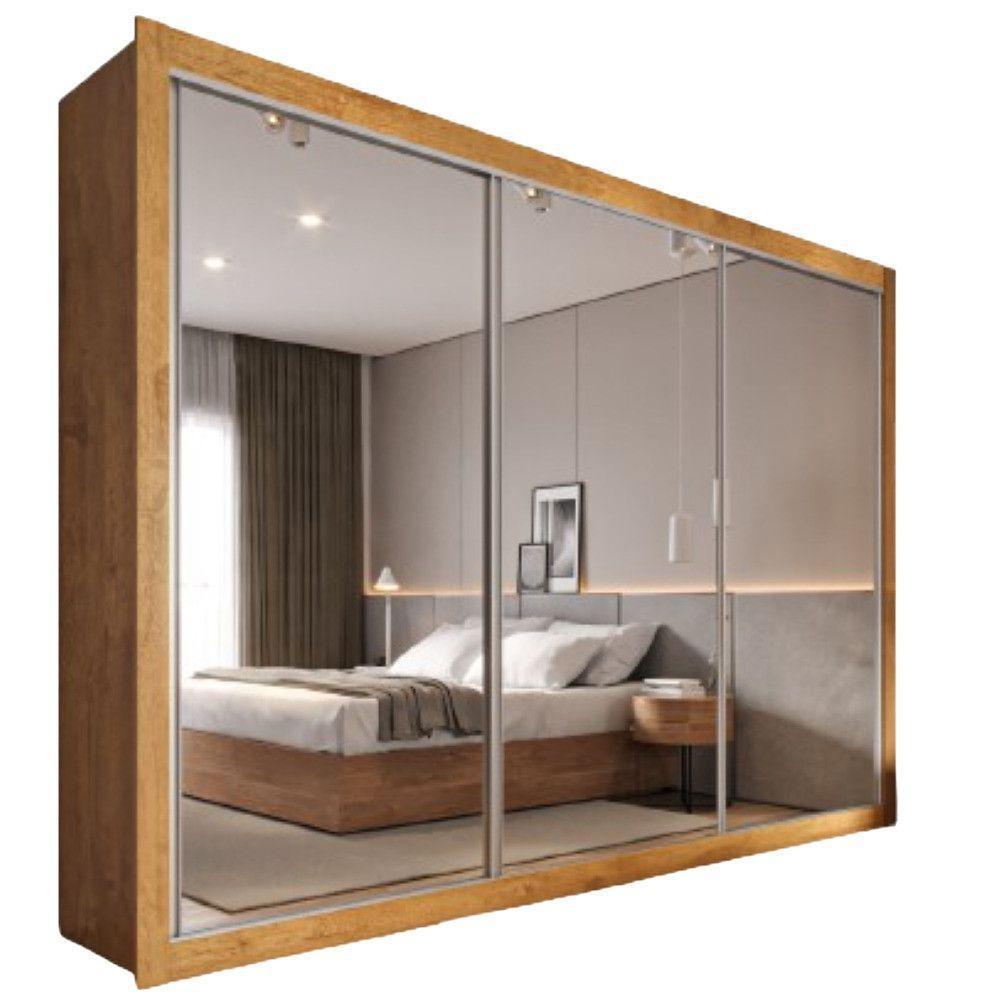 Guarda Roupa Cavich 3 Portas Espelhadas 100% Mdf Peróba - 1