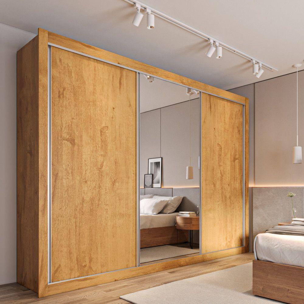 Guarda Roupa Cavich 1 Porta Espelhada 100% Mdf Móveis Europa Peroba/off White/peroba - 4