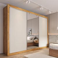 Guarda Roupa Cavich 1 Porta Espelhada 100% Mdf Móveis Europa Peroba/off White/peroba - 3